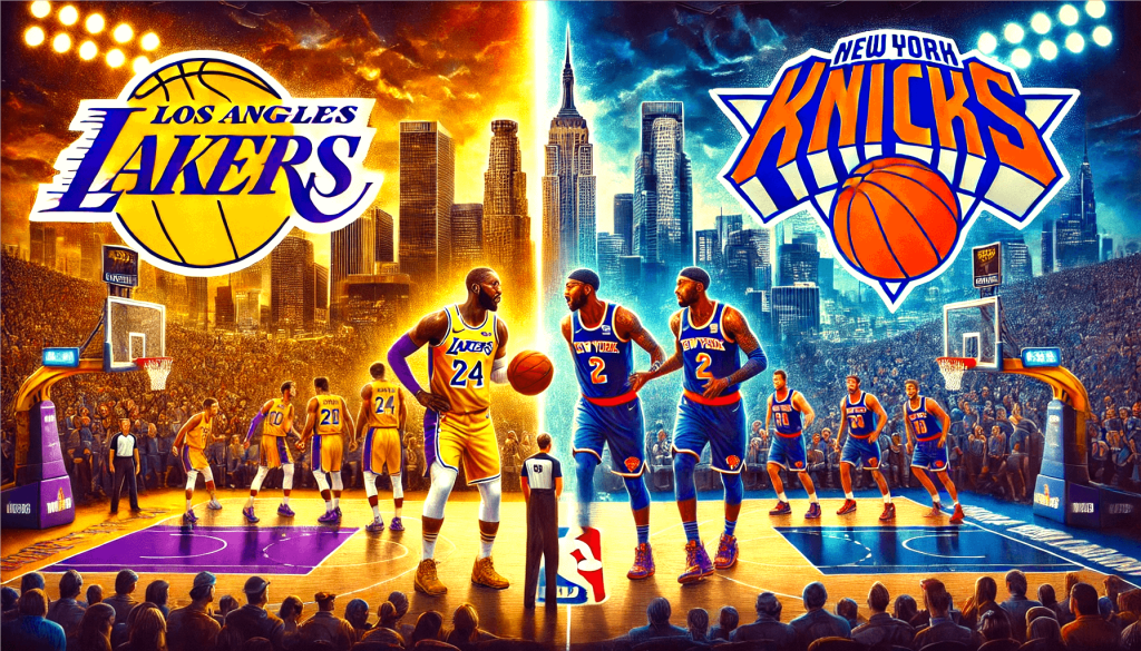 A legendary NBA showdown between the Lakers and Knicks, blending star-studded talent, rich history, and intense competition.